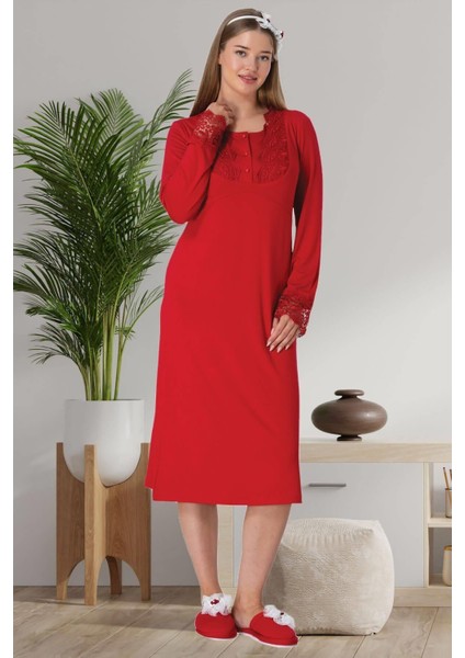 Mecit 6505 Kırmızı Kadife Sabahlıklı Gecelik Takım modelleri