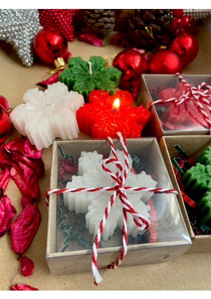 3 Adet Hediyelik Kar Tanesi Yılbaşı Kutulu Hediyelik Mum fiyatları