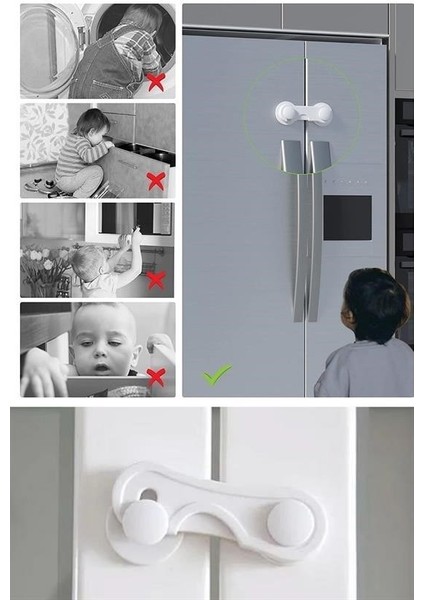 Buffer® Bebek Çocuk Güvenliği Çekmece ve Dolap Için Kendiliğinde Yapışkanlı Vidasız Kapak Kilidi