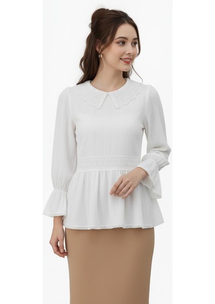 Kadın Yaka Güpürlü Kol Valonlu Bluz BGL-ST04353 fiyatları