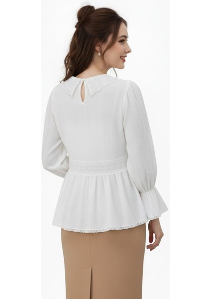 Kadın Yaka Güpürlü Kol Valonlu Bluz BGL-ST04353 indirimleri