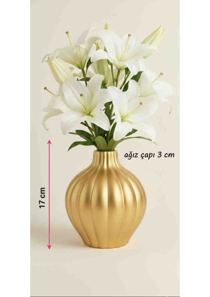Iskandinav Tarzı Gold Rengi 17 cm Eysa Vazo