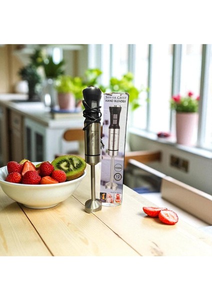 Çelik Tasarımlı 1500W El Blender, Tek Bıçaklı, Siyah Renkli