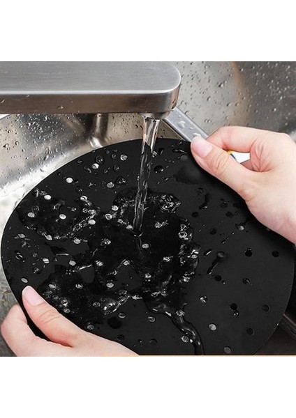 Buffer® Renkli Isıya Dayanıklı Yıkanılabilir Silikon Fırın ve Airfryer Yuvarlak Pişirme Matı 23 cm