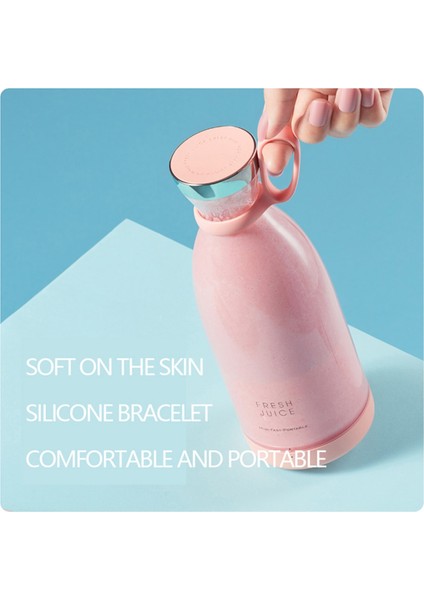Pembe Taşınabilir El Blenderi, Meyve Sıkacağı, Smoothie, Milkshake, 350ML