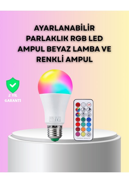 Kumanda Destekli Çok Renkli Akıllı LED Ampul