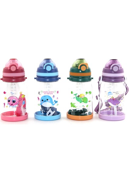 Renkli 550 ml Pipetli Şişe, Pratik ve Şık Içecek Kabı