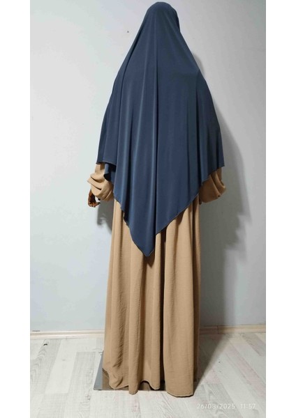 Maksi Boy Sandy Sufle Khimar Hazır Hijab Eşarp Füme modelleri