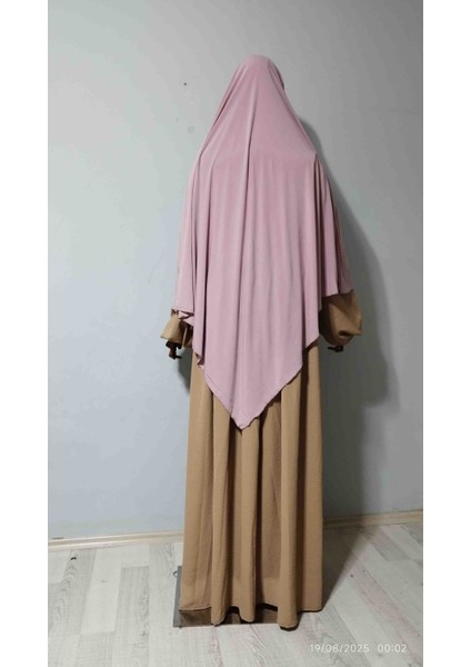 Maksi Boy Sandy Sufle Khimar Hazır Hijab Eşarp Pembe modelleri
