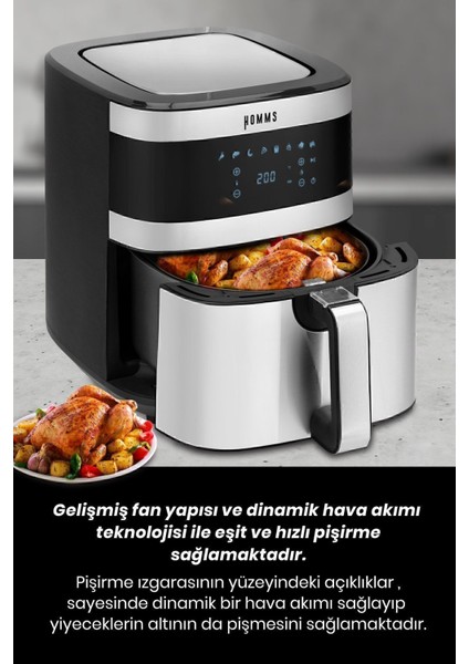 Geniş Hazneli, Dokunmatik, 8 Ön Ayarlı, Hava Fritözü, H30 Xxl 7 Litre indirimleri