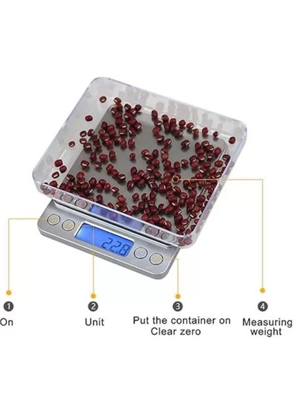 Dijital Mutfak Terazisi, 3 Kg, 0.1 G Hassasiyet, Metal Platform, Şık ve Kullanışlı