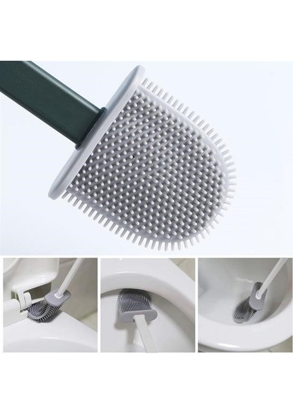 Buffer® Duvara Monte Edilebilir Kapaklı Askılı Klozet Yumuşak Silikon Başlıklı Tuvalet Fırçası Seti