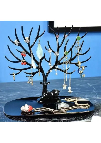 Şık Siyah Geyik Tasarımlı Takı ve Mücevher Standı