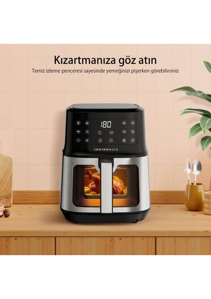 8 Işlevli, 5 Litrelik Dokunmatik Yağsız Pişirici, Güçlü 1200W, Siyah Renk fiyatları