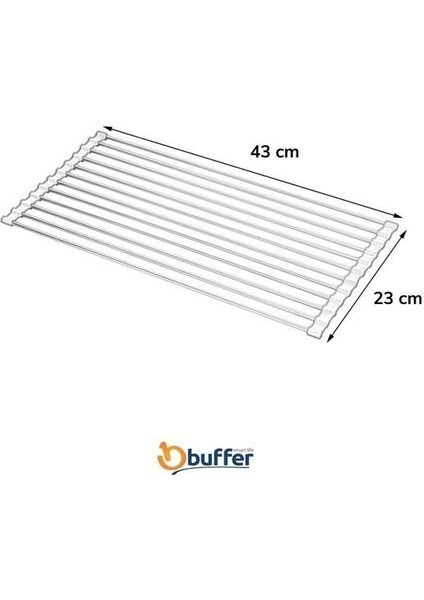 Buffer® Evye Üstü Katlanır Nihale Paslanmaz Çelik Pratik Sebze Meyve Bulaşık Kurutma Süzgeci