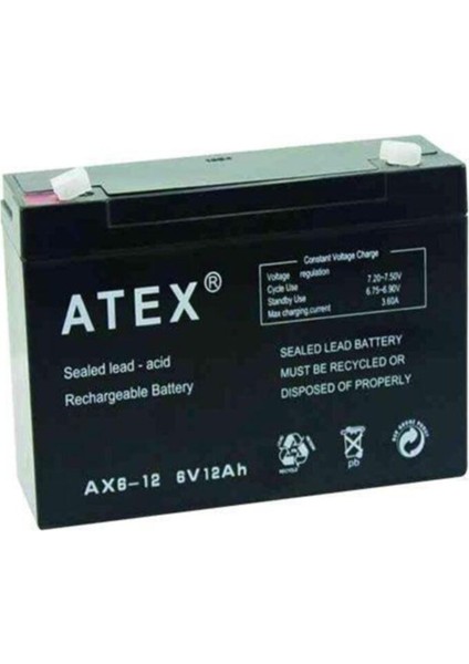 6V 12 Ah Güçlü Akü - Elektronik ve Taşıma Için Uygun Ürün