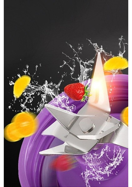 Taşınabilir El Blender 380 Ml, 6 Bıçaklı, USB Şarjlı, Renkli Mor