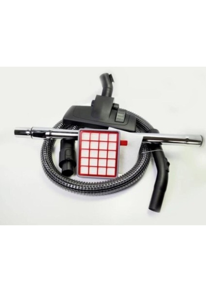 Yüksek Güçlü Elektrikli Süpürge Seti, Çelik Telli Hortum, Emici Başlık, Teleskoplu Mavi