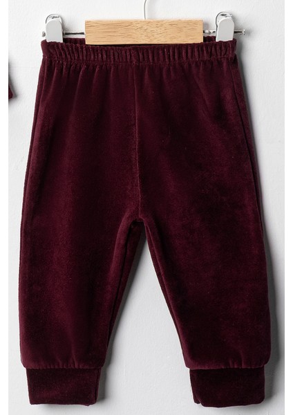 Baby Kız Bebek 3-6-9 Ay Tavşan Baskılı Kadife Kumaş Kendi Kumaşından Manşetli 2'li Alt-Üst Takım modelleri