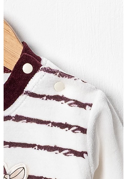 Baby Kız Bebek 3-6-9 Ay Tavşan Baskılı Kadife Kumaş Kendi Kumaşından Manşetli 2'li Alt-Üst Takım fırsatları