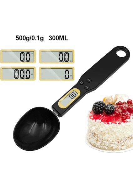 Dijital Kaşık Tartı, Hassas Ölçüm, 500G/0.1G, Şık Siyah, Garanti, Kullanışlı ve Dayanıklı