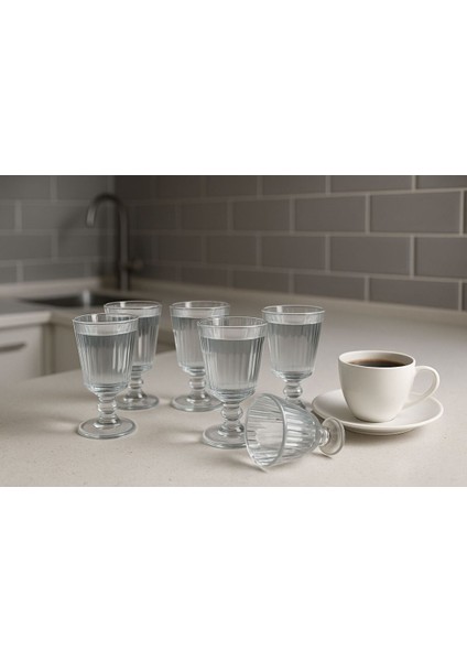 Beyaz Dublín Flüt Kahve Yanı Su Bardakları, 6'lı Set fiyatları