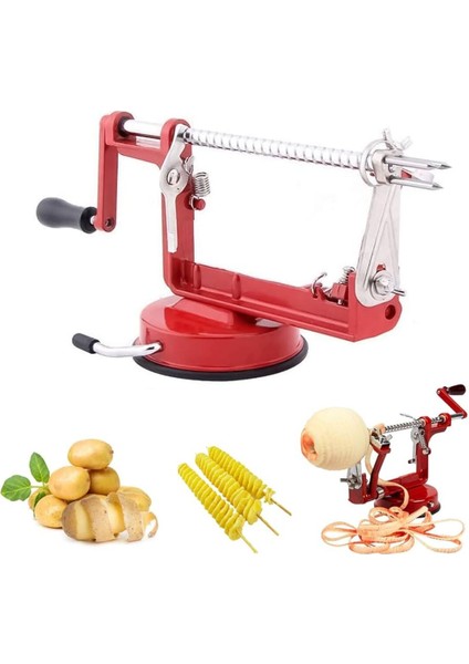 Kırmızı Pratik Elma Soyma ve Dilimleme Aleti, Kolay ve Hızlı Kullanım