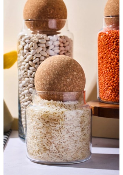 Şık Cam Kavanoz ve Baharatlık Seti, 3'lü, Mantar Kapaklı, Beyaz Renk fırsatları