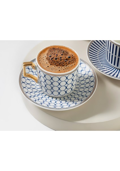 Iki Parça Porselen Kahve Fincanı, 90 Ml, Zarif Lacivert Renk Seçeneği fiyatları