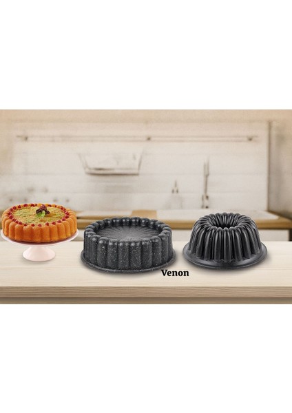 2'li Döküm Kek Kalıbı, Dilimli, Tart, Gri, Dayanıklı, Pratik, Şık, Kullanışlı