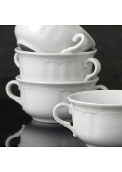 Venedik Serisi 4'lü 12 cm Kulplu Porselen Çorba Kasesi Beyaz indirimleri