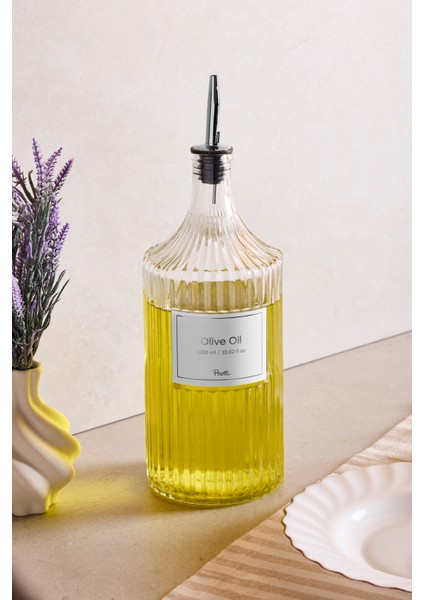 Şeffaf 1000 ml Cam Şişe ve Yağlık, Çift Kapaklı, Kullanışlı ve Şık Tasarım fırsatları