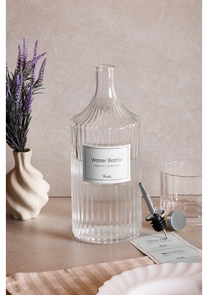 Şeffaf 1000 ml Cam Şişe ve Yağlık, Çift Kapaklı, Kullanışlı ve Şık Tasarım indirimleri