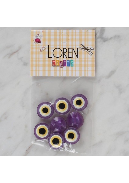 Loren Crafts Mor 8 Li Nazar Boncuğu Düğme - 169