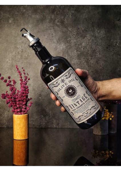 Şık 1l Siyah Italyan Cam Yağlık ve Gümüş Başlıkli Vintage Tasarım modelleri