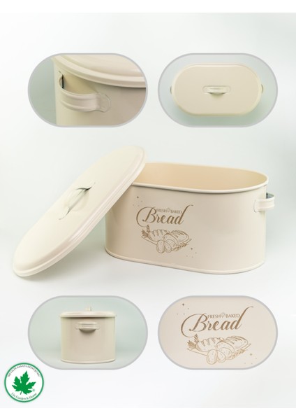 Bej Metal Kapaklı Ekmeklik, Şık ve Kullanışlı Ev Dekoru Ürünü indirimleri