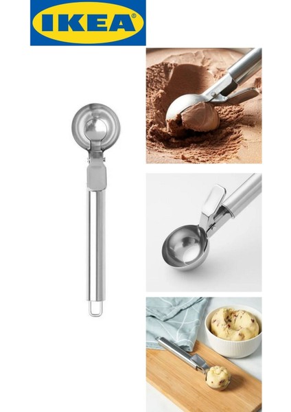 Gri Paslanmaz Çelik Dondurma Kaşığı, Pratik ve Şık Mutfak Aracı