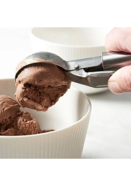 Gri Paslanmaz Çelik Dondurma Kaşığı, Pratik ve Şık Mutfak Aracı