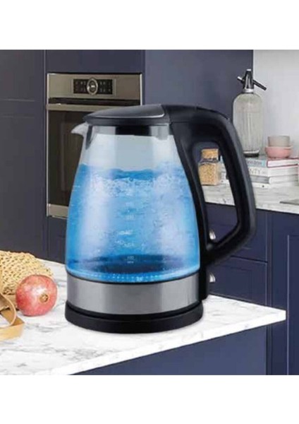 Şeffaf Cam Kettle 1,7 Litre, Beyaz, Şık ve Kullanışlı Elektrikli Su Isıtıcı