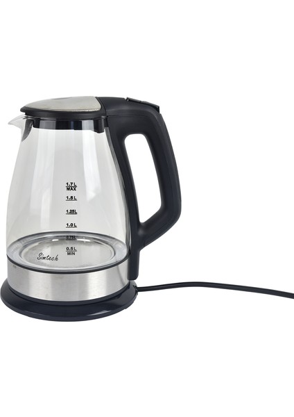 Şeffaf Cam Kettle 1,7 Litre, Beyaz, Şık ve Kullanışlı Elektrikli Su Isıtıcı fırsatları