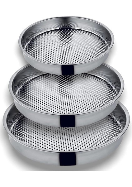 Paslanmaz Çelik Çiğ Köfte Tepsisi ve Leğeni 3'lü Set 39-44CM