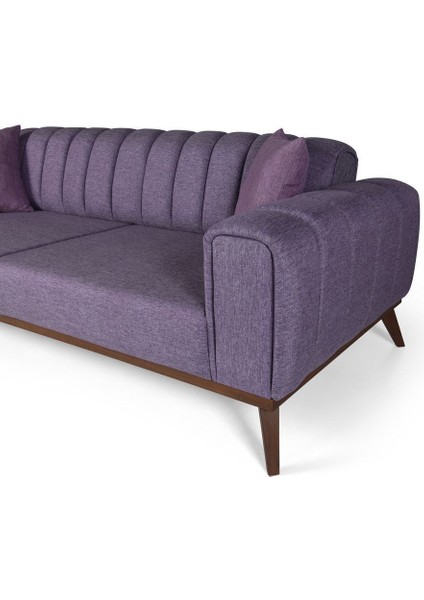 Ralve Yataklı Kanepe Keten Mor