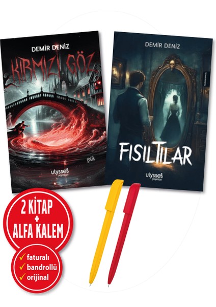 Alfa Kalem+Demir Deniz 2 Kitap (Kırmızı Göz+Fısıltılar) Öykü Yeni Ulysses Kitap