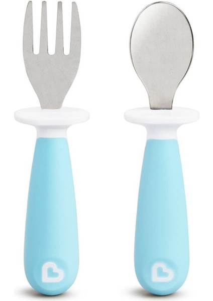 Çocuklar Için Sıçrama Engelleyici Çatal ve Kaşık Seti, 12 Ay, Mavi, 2'li