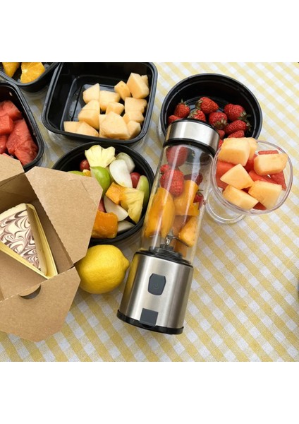 Taşınabilir 6 Bıçaklı Şarjlı Meyve Sıkacağı ve Blender, Gümüş Renk fiyatları