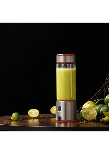Taşınabilir 6 Bıçaklı Şarjlı Meyve Sıkacağı ve Blender, Gümüş Renk