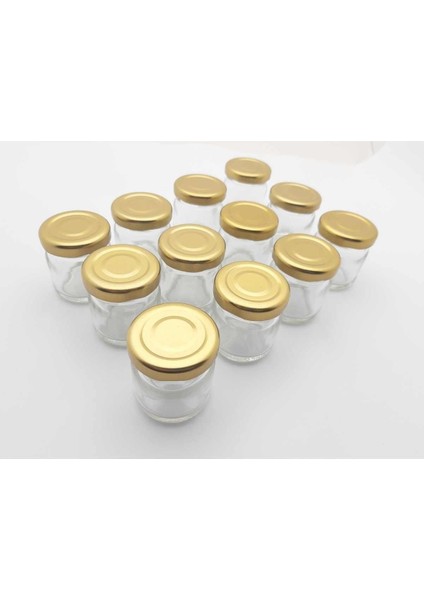 Beyaz Cam Kavanoz Seti 24 Adet, 29 Cc, Altın Kapaklı, Şık ve Kullanışlı.