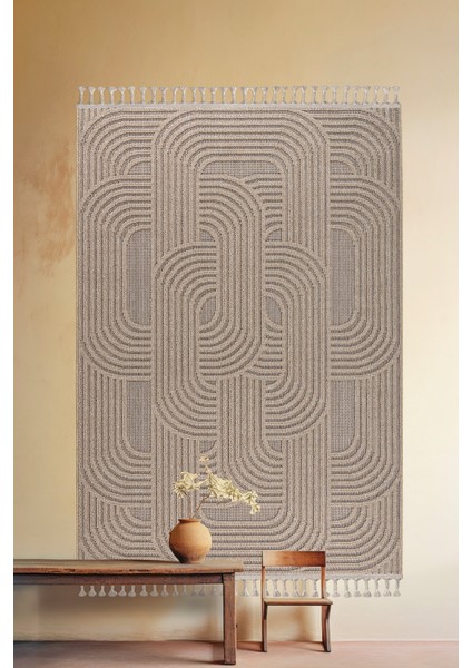 Roma Bej ve Kahve Tonları Bukle ve Sisal Püsküllü Makine Dokuma Halı fiyatları