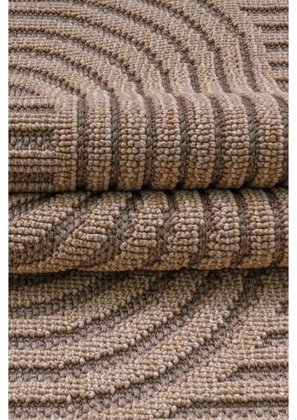 Roma Bej ve Kahve Tonları Bukle ve Sisal Püsküllü Makine Dokuma Halı indirimleri