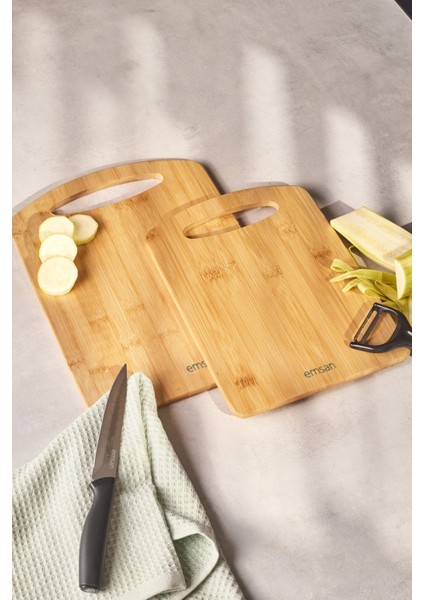 Kahverengi 2'li Bambu Kesme Tahtası, Şık ve Dayanıklı Mutfak Gereci fiyatları
